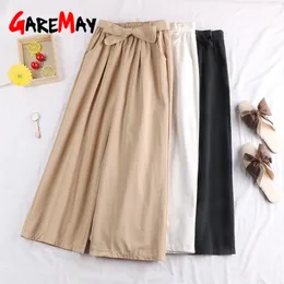Spring and Summer Wide Leg Pants Women High Waist Wild Thin Loose Plus Size Korean Style Casual Nine 210428