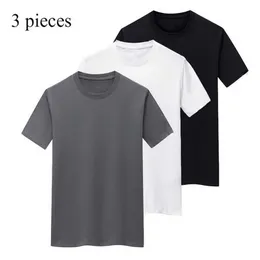 100% Bawełna Mężczyźni Koszulka 3 Sztuk / partia Wysokiej Jakości Moda Solidna Kolor Casual Krótki Rękaw T-shirt Summer Tee Koszula Odzież TX147 210716