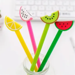 24 PCs Creative Small Fresh and Lovely Fruit Slice Gel Pen Student Black Water Pen Carbon Pen Stationery Kawaii School Supplies 210330