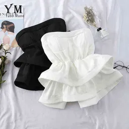 YuooMuoo Hot Off Shoulder Ruffle Top Women 2020 High Quality Comfy Summer Shirt Elegant High Waist Wrap Blouse Ladies Tops H1230