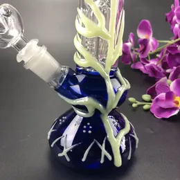 10.5 inch Luminous Glass Water Bong Beaker Hookahs Smoking Pipes with Female 18mm Joint