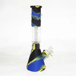 Shisha Silikon Bongs Perkolatoren Großer gerader Becher mit Glasfilterschüssel Banger für Rauchhandpfeife Dab Rig