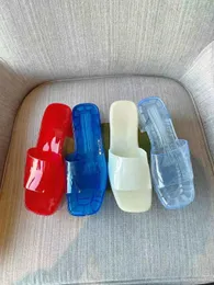 2021 high heel jelly transparent women's slippers multi color Beach Women shoes PU foam design non slip comfort belt box size 35-41