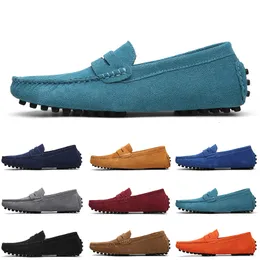 Sapatos de camurça casuais masculinos, sem marca, mais baratos, preto, azul claro, vinho, vermelho, cinza, laranja, verde, marrom, slip-on, sapato de couro preguiçoso 38-45