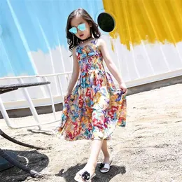 Summer Colorful Butterfly Pattern Bohemian Girls Suspenders Floral Wide Leg Pants personality jumpsuit dresses 210528
