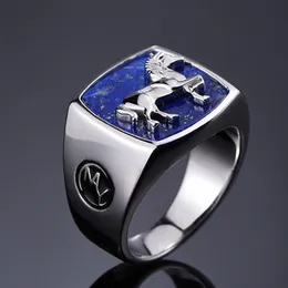 2021 Korean Thai S925 black stone lapis lazuli s for man simple 925 silver men's ring boyfriend gift