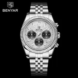 Armbandsur 2022 Benyar Automatisk klocka för män Top Brand Quartz Mens Watches Chronograph rostfritt stål vattentätt relogio masculino