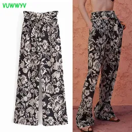 Sommer Schwarz Floral Print Baggy Hosen Frauen Hohe Taille Mode Streetwear Gerade Bein Frau Ästhetische Hosen 210430