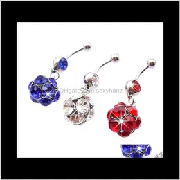 Bell D0153 3 Colors Belly Button Navel Rings Body Piercing Jewelry Dangle Fashion Charm Lovely Cz Stone Steel 10Pcslot 5Eh4I 6Djxq