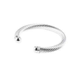 Bangle Moda Proste Mężczyźni Kobiety Cool Posrebrzane Twisted Round Cuff Party Casual Jewelry 2021 Otwarta bransoletka ręczna