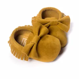 Musztarda Żółta Baby Boy Shoe Bow Suede Bebe Buty Handmade Infant First Walkers Dzieci Mokasyny Buty Wygodne Kid Prewalker 210413