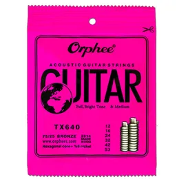 Orphee TX640 012-053 Acoustic Guitar Strings Hexagonal Core+8% Nickel Bronze Bright Tone Extra Light Accessories