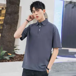 Browon Summer T Shirt Men Casual Tshirt Krótki Rękaw Solid Color Button Turn-Down Collar Base T-Shirt Business Men T-shirt 210421