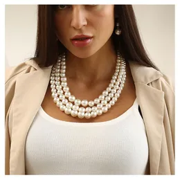Frauen Imitation Perle Perlen Ohring Anzug Rot Weiß Lila Mehrschichtige Halsketten Armbänder Halsbänder Schwarze Perlenkette Schlüsselbein Ketten Anzüge Halskette