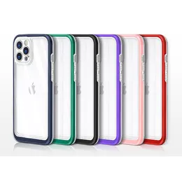 Militärkvalitet Drop Protective Sockproof Acrylic Clear Cases Anti-Fall Rugged Cover för iPhone 14 13 12 Mini 11 Pro XR XS Max X 8 Samsung S20 Fe S21 Ultra Note 10 20