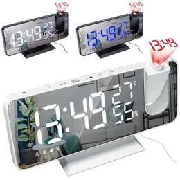 LED Digital Alarm Clock Tabela Eletrônica Desktop Clocks USB Wake Up FM Radio Time Projetor Snooze 210804