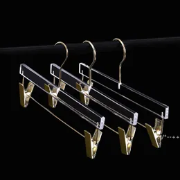 Genomskinlig akrylhängare avancerade byxor Kjolar Hängare Rack med Golden Clips Clear Display Stand Seaway RRA12165