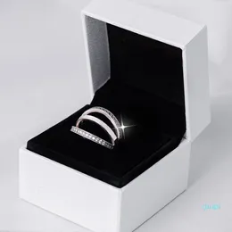 Anéis de prata esterlina 925 reais para mulheres, diamante com caixa original, ajuste estilo Pandora, anel de casamento, joias de noivado