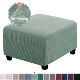 Ottoman Stool Cover Furniture Protector Covers Jacquard Elastic Square Footstool Sofa Slipcover Chair 211105