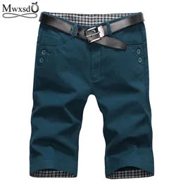 Mwxsd Brand Summer Fashion Mens Shorts Casual Cotton Slim Bermuda Masculina Beach Shorts Joggers Trousers Knee Length Shorts -38 210720