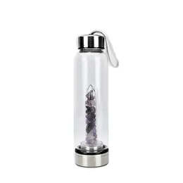 Natural Quartz Gem Glass Water Bottle Direct Drinking Glass Crystal Cup 8 Styles 2045 V2