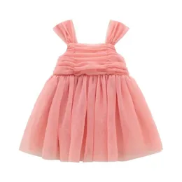 Odzież dziecięca Dziewczyny Sling Dress Baby Lato Gaza Puffy Przędza Princess Oddychająca Spódnica P4240 210622