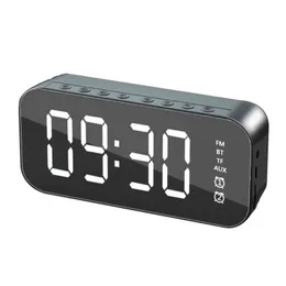 Czarny / biały / Różowy głośnik Bluetooth Budzik Lustrzany Powierzchni Alarm Cyfrowy Clock Radio do sypialni Desk 211112