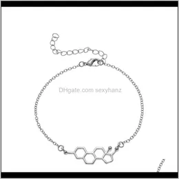 Smycken droppleverans 2021 10st kvinnlig hormonmolekylstruktur armband geometrisk vetenskapsköterska kemi formel dopamin molekylär cha