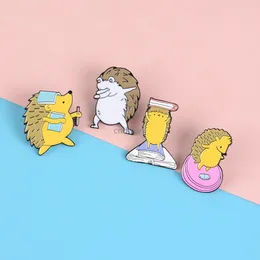 Симпатичные брушные булавки из ежа мультфильм эмаль животных лацка для женщин для женщин