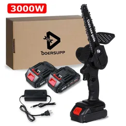 6 Inch 3000W Electric Chain Saw Pruning ChainSaw Cordless Garden Tree Logging Trimming Saw Woodworking Cutter Tool Kits 211029