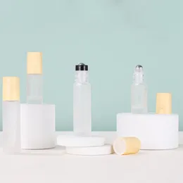 金属球とプラスチック製の木製穀物の蓋をしたボトルの卸売5ml 10mlフロストガラスロール