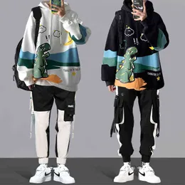 スーツのメンズ春と秋のファッション韓国の学生緩いセーターヒップホップオーバーオールカジュアルマッチングツーピーススーツG1222