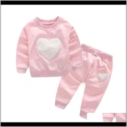 Baby Mutterschaft Drop Lieferung 2021 Baby Mädchen Kleidung Sets Langarm T-shirts Hosen Herz Outffits Homewear Sport Kinder Kleidung Set E05Cj