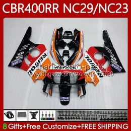 Kit carrozzeria per HONDA CBR 400 RR CC 400CC NC29 94 95 96 97 98 99 Corpo 66No.72 NC23 CBR400RR CBR 400RR 1994 1995 1996 1997 1998 1999 CBR400 RR 88-99 Carenatura Repsol Hot OEM