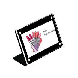 Acrylic Black Small Paper Picture Photo Frame Desk Table Sign Holders Stand Info Name Menu Card Price Tag Display