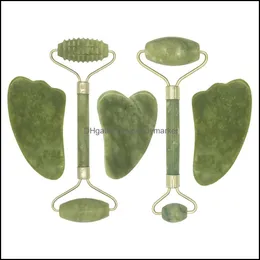 Elimilistas de jóias Polonês Rolo Natural Jade Face Masr Gua Sha Scraper Set Gouache Guasha Tool Designer Corpo Atacado 860o Gota Entrega 2