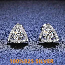 925 Mossan Diamond D-Color Nadaje się do kobiet, wysokiej jakości srebrne kolczyki trójkątne, prezent urodzinowy