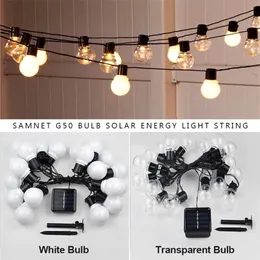 Solar Patio String Light Boże Narodzenie G50 Globe Festoon Bulb EU US Plug Fairy Light Party Outdoor Party Garden Garland Wedding Dekoracyjne 211104