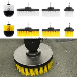 4pcs/set Electric Scrubber Brush Drill Kit Plastic Round Cleaning Tool for Carpet Glass Car Tires Nylon es