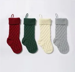 Christmas Stockings Knitted Socks Gift Bags Fireplace Xmas Tree Hanging Ornaments Decor Festival Party Decortion 37/46CM BT6677