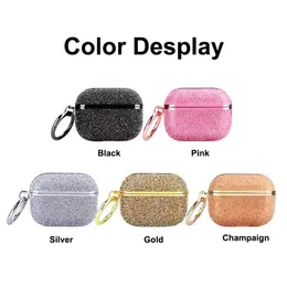 Lyx Rhinestone Diamond Glitter Bling AirPods Pro Cases Protector Earphone Air Pods 2 3 Cover Anti-Drop med Hook Retail Box för Bluetooth Headset Case