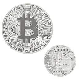 100st Gold Plated Bitcoin Coin Collectible Art Collection Collection Fysisk gyllene minnesmynt med snabb sändning