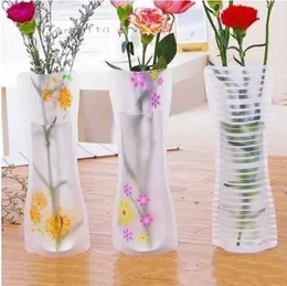 50st Creative Clear Pvc Plastic Vaser Vattenpåse Miljövänlig Fällbar Blomma Vase Återanvändbar Hem Bröllopsfest dekoration RH3641