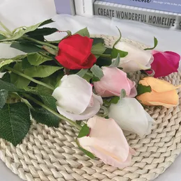 10pc simulering känner latex rose artificiell blommor dekoration hemtillbehör falska knopp bröllop brudbukett