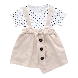 Klädsuppsättningar Spotted Skirt Kids Girls Clothes Cute Toddler Set Baby Sommar Outfitset