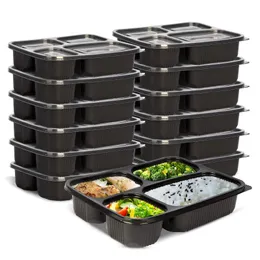 400 Teile/los Einweg Mahlzeit Prep Container 4 Fach Lebensmittel Lagerung Box Mikrowelle Sichere Lunch-boxen Großhandel LX4509