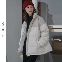 Yedinas Winter Coat Women韓国風パーカー防風厚いジャケットコートファッション女性フグジャケットパーカーマザーカジュアル210527