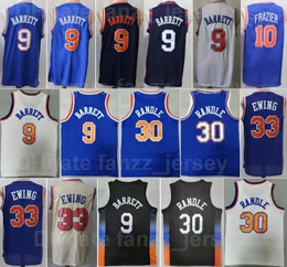 Basketbol RJ Barrett 9 Jersey Erkekler Julius Randle 30 Walt Frazier 10 Spor Hayranları Gömlek Için Tüm Dikiş Lacivert Beyaz Siyah Bej Takım Renk Nefes En Kaliteli