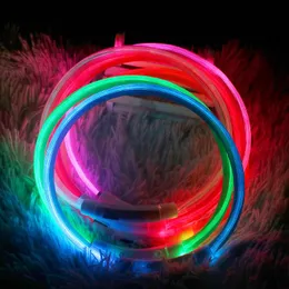 Dog Collars Leashes Collar LED USB Pet Night Glowing Luminous Rechargeable Safety Flashing Glow Cat Accessories Dogs