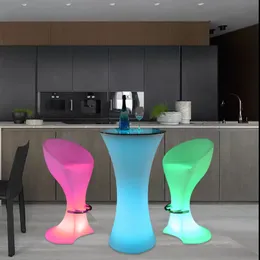 2021 Fashion LED lighted up bar furniture rechargeable high end cocktail table D60*H110cm Garden night view decoration